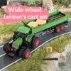 Set Tractor Interactiv cu Ușă Deschizătoare, Benă Extinsă și Accesorii Simulate din Lemn Kit de Jucărie pentru Copii