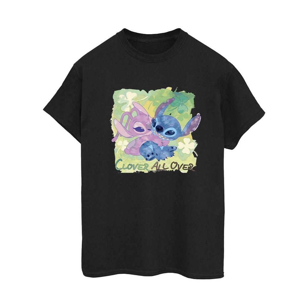 Disney Womens/Ladies Lilo And Stitch St Patrick´s Day Clover Cotton Boyfriend T-Shirt