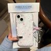 Pink and white small floral application iPhone17ProMax mobile phone case 17 Apple 16/14 matte 15 large hole soft case