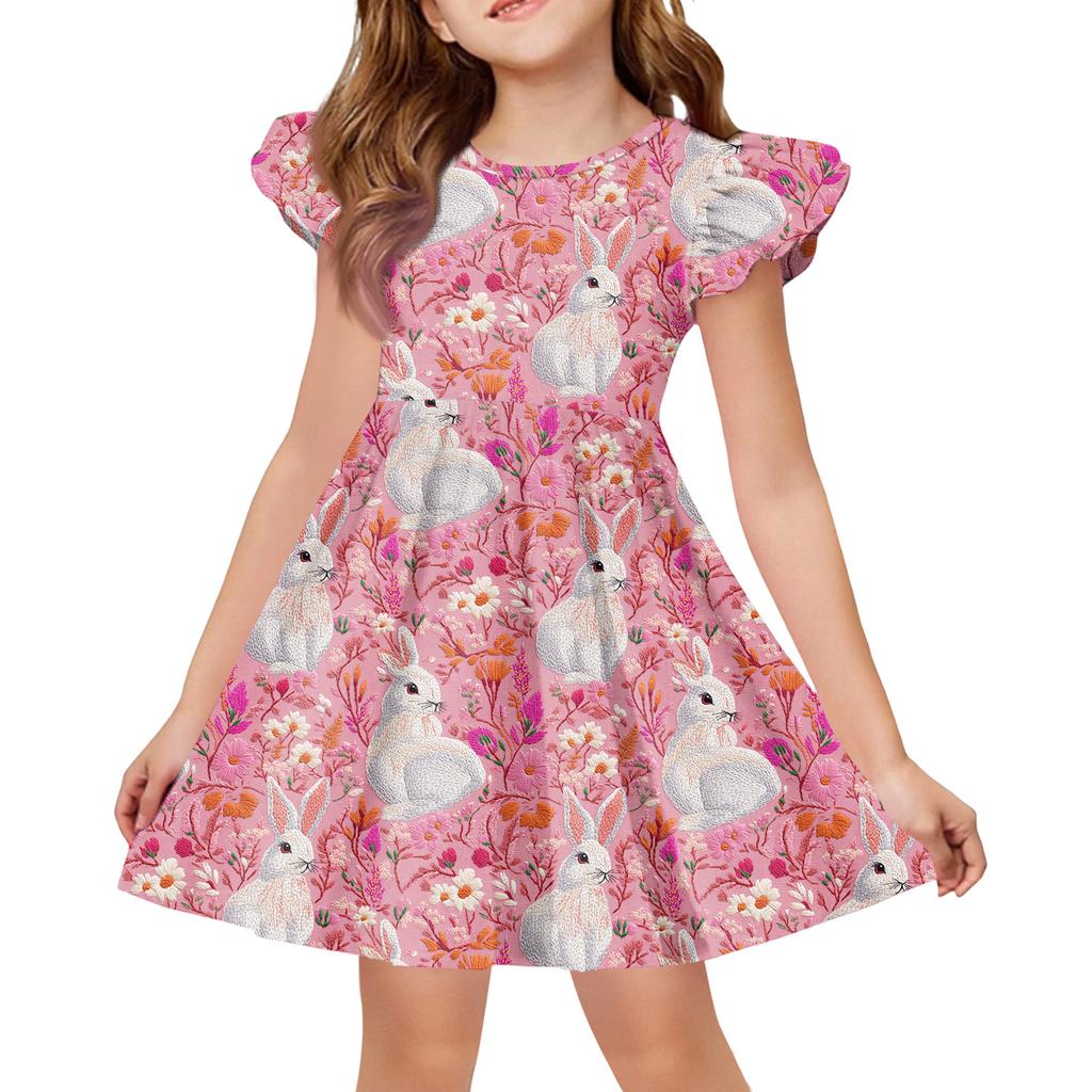 Girls' Summer Princess Dress - A-Line T-Shirt Dress Easter Day