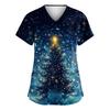 3D Snowman Print V-Neck Short Sleeve T-Shirt Women Men Casual Workwear Comfort Fit 2025