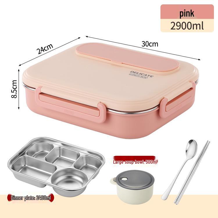 Microwave-Safe 304 Stainless Steel Lunch Box with Lid for Students
