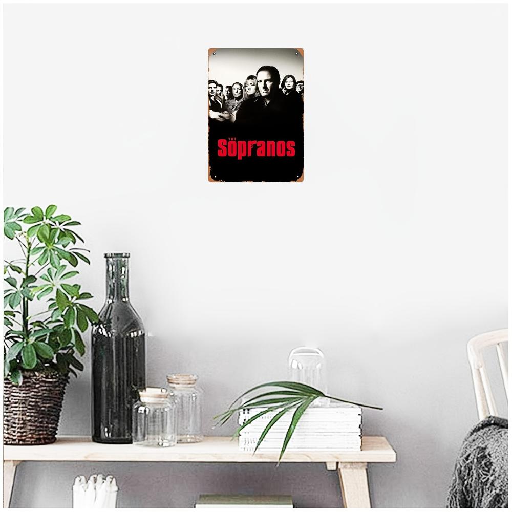 The Sopranos Vintage Metal Tin Sign, Classic TV Series Wall Decor, Retro Art Poster, Weatherproof Iron Painting for Indoor
