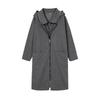 Hooded Pocket Hoodie Zipper Mid Length Fake Two Piece Loose Jacket for Women