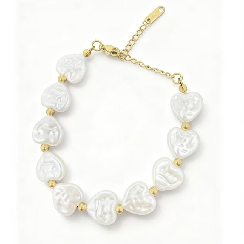 

Baroque Freshwater Pearl Bracelet with Gold Spacer Beads