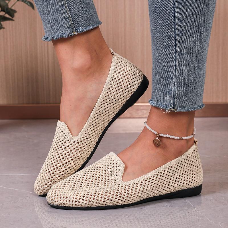 New Fly-knit Flat Single Shoes Shallow Breathable Shoes and Lazy Shoes