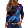 Women's T Shirt Print 3/4 Sleeve Daily Weekend Fashion Basic Round Neck Regular Top