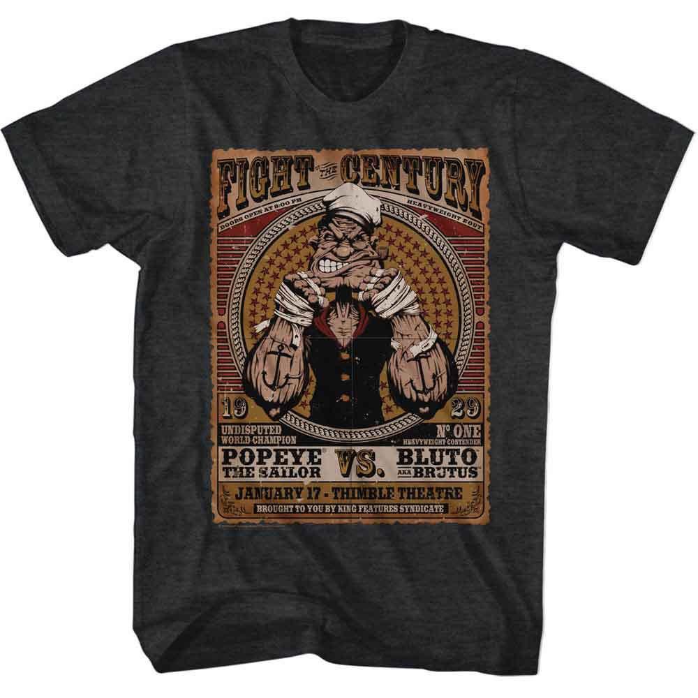Men s Popeye Popeye Fight Of The Century T-shirt X-Large Black Heather S