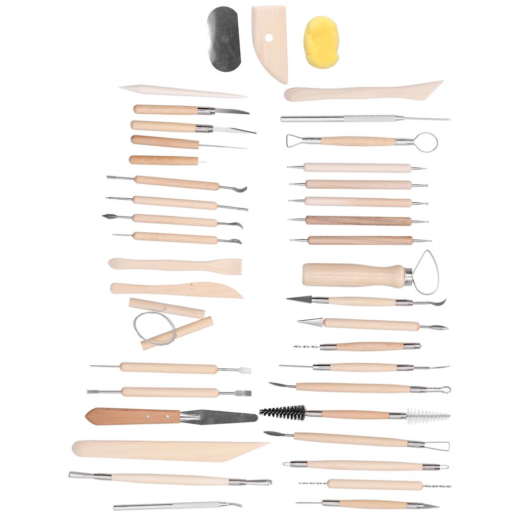 41Pcs Pottery Tools Set Soft Clay Sculpting Carving Trimming Knife Dotting Pens Kit
