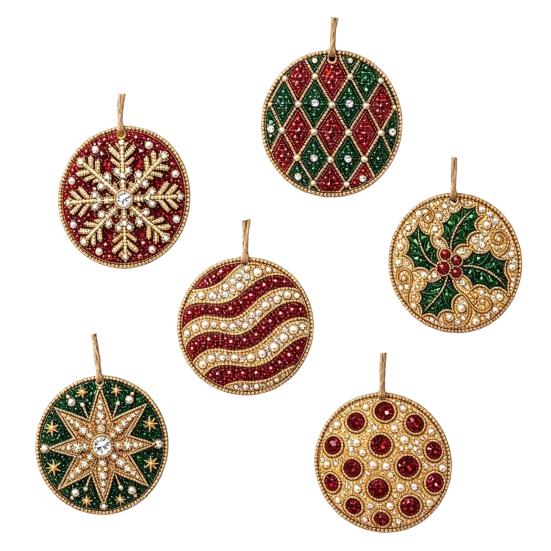 Creative Weekend Activity Kit 6Pcs/Set Christmas Ornaments DIY Faux Pearl Art Kit, Hanging Decorations Craft Personalized Tree with Round Charms