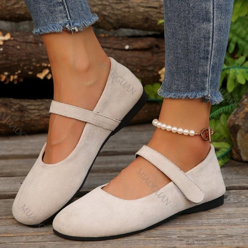 Fashion Woman's Casual Flats Shoes Round Toe Large Size Ladies Shoes Retro French Mary Jane Dress Flat New Summer Solid Comfortable Shoe