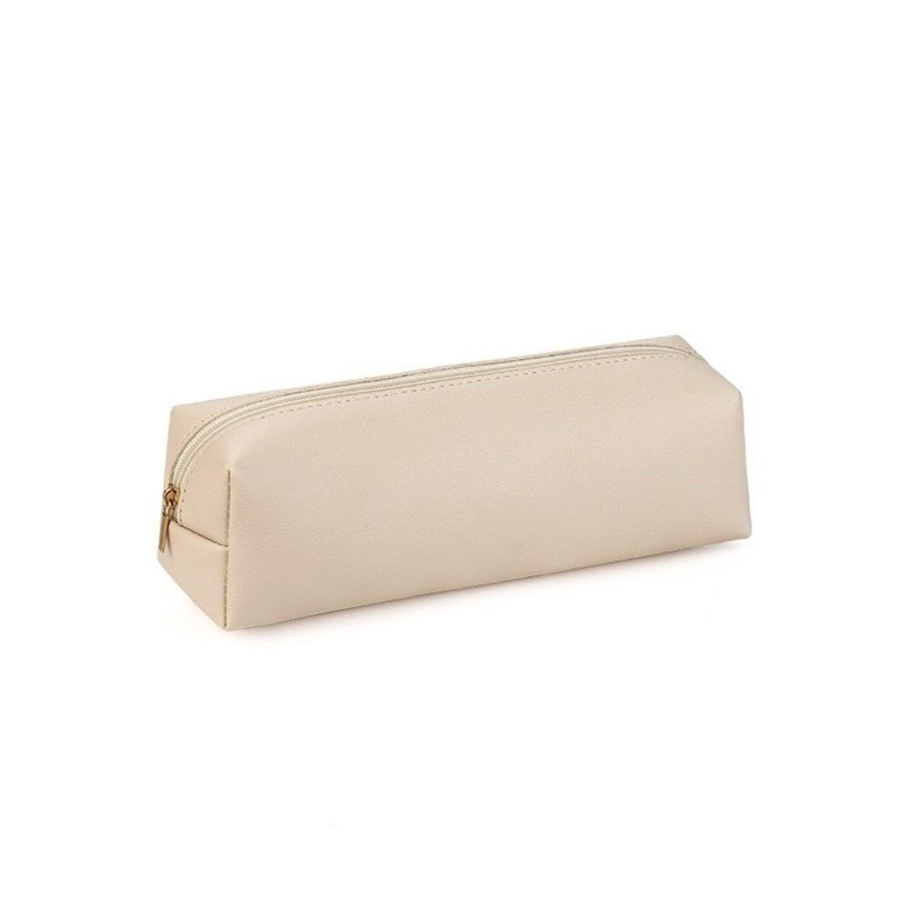 

PU Leather Pencil Case Large Capacity Stationery Bag Multi-Functional Glasses Case School Supplies бежевий