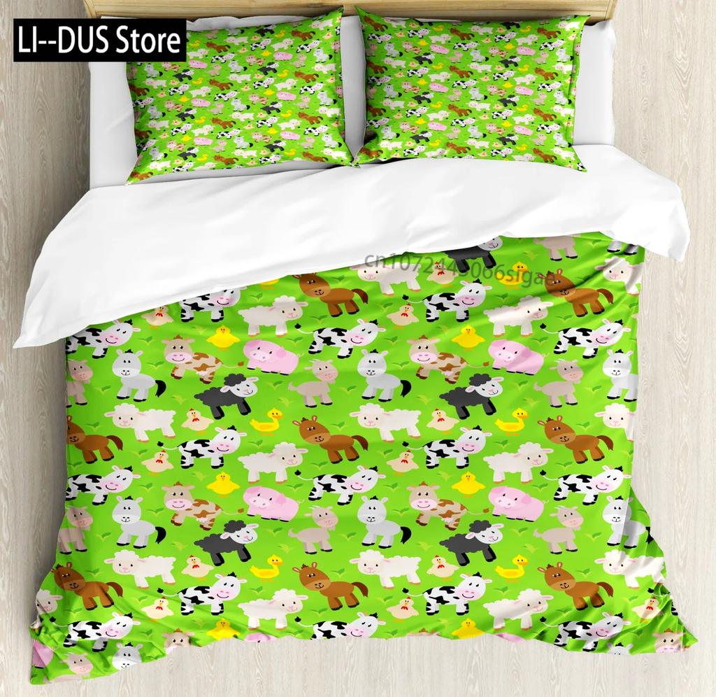 Comforter Cute Milk Cow Print Twin King Queen Microfiber Cartoon Cattle Bedding Set Farmhouse Animal Theme Comforter