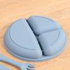 Silicone  Plates for Babies Toddlers Self Feeding Baby Plate with Silicone Spoon & Fork BPA Free
