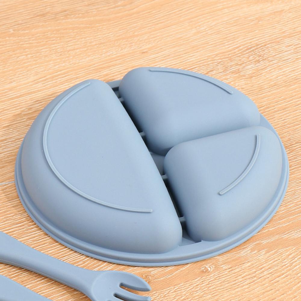 Silicone  Plates for Babies Toddlers Self Feeding Baby Plate with Silicone Spoon & Fork BPA Free
