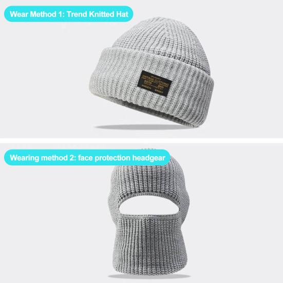 Pánská podzimní zimní pletená čepice Super měkká, vysoce elastická ultra-hustá jednobarevná pletená čepice odolná proti větru, Streetwear čepice