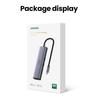 Ugreen CM512 Multiport USB-C Hub: Dual USB-A 3.0, HDMI, Ethernet, SD/TF Card Reader, 100W Power Delivery - Gray