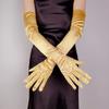 Neue Damen Elegante Lange Satinhandschuhe 55CM Elastisch Foto Partyhandschuhe Vintage Süßigkeitenfarbe Brautkleid Fäustlinge Damen