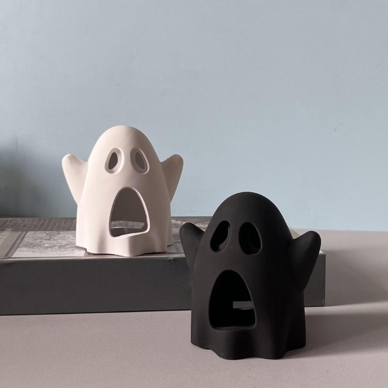 Spooky Shape Silicone Mold For Epoxy Resin Candle Holder Tealight Stand Crafting Halloween Decoration Cement Craft