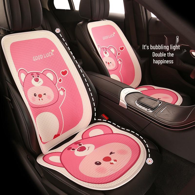 Pink Cartoon Beaver Women's All-Season Car Seat Cushion for BYD Seagull Dolphin.