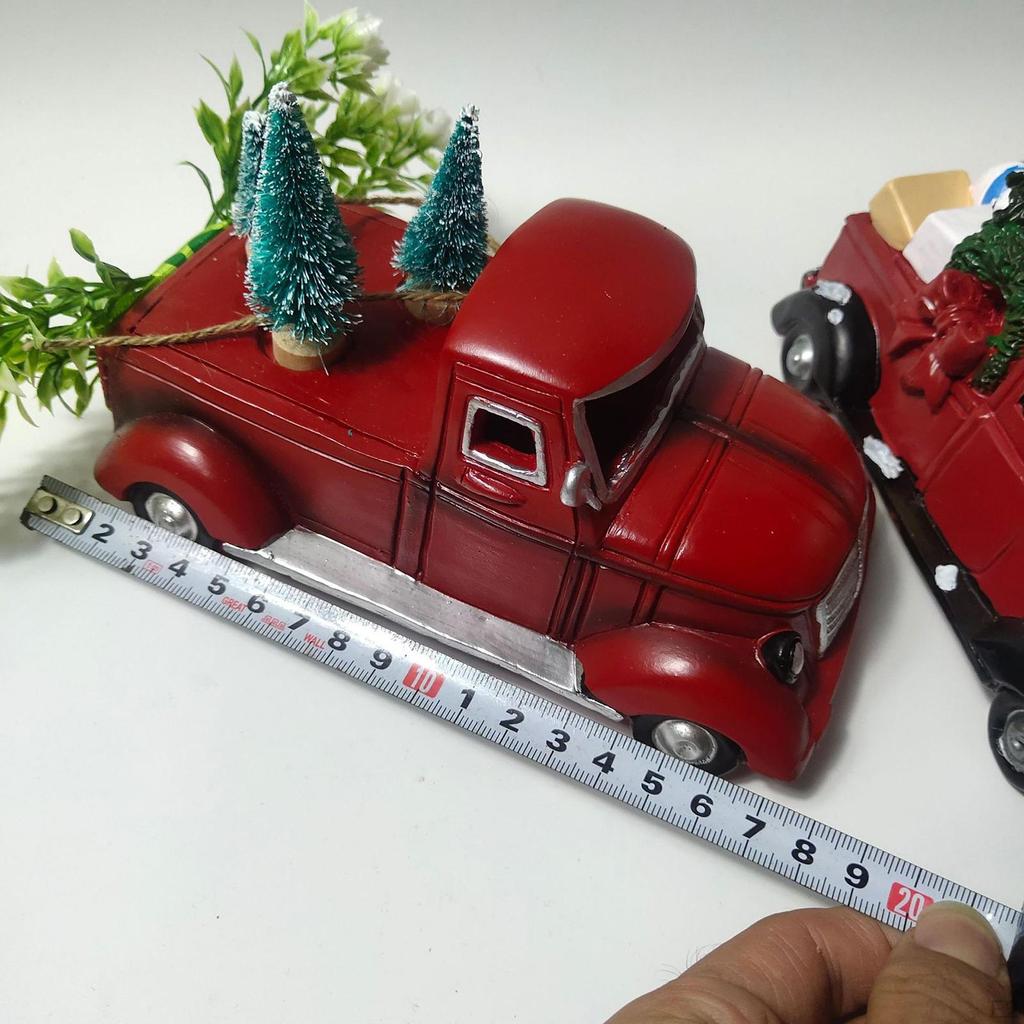 Classical Truck Ornament Pickup Decorative Retro Sculpture Photo Prop with Christmas Tree Farmhouse