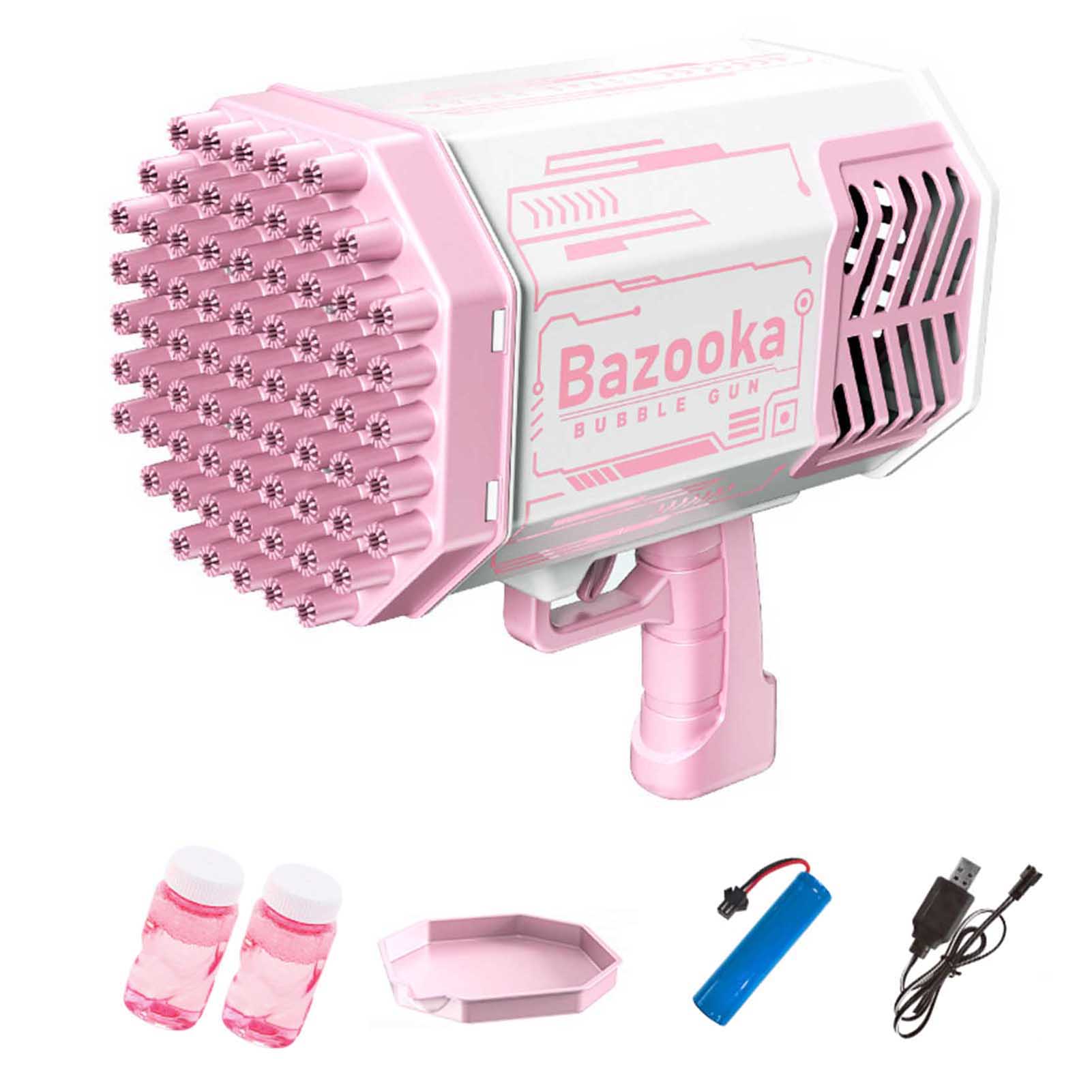 

Ракетный пистолет для пузырей, 69 отверстий, машина для мыльных пузырей, автоматическая воздуходувка с легкими игрушками для детей розовый