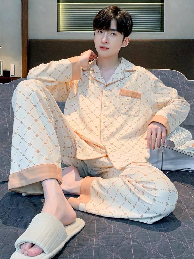 2025 Men's Cartoon Pajamas - Spring & Autumn, Plus Size, Teen Long Sleeve & Pants Homewear