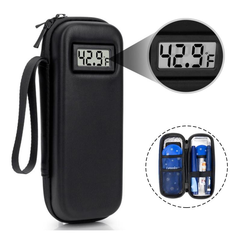 Insulin Cooler Travel Case With Thermometer Display Diabetic Cooler Medication Refrigerated Insulin Pen Organizer Bag Waterproof