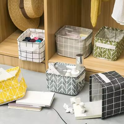 Leinen Desktop Storage Basket Sundries Toy Storage Box Wäschekorb Unterwäsche Cosmetic Organizer Büro Schreibwaren Veranstalter