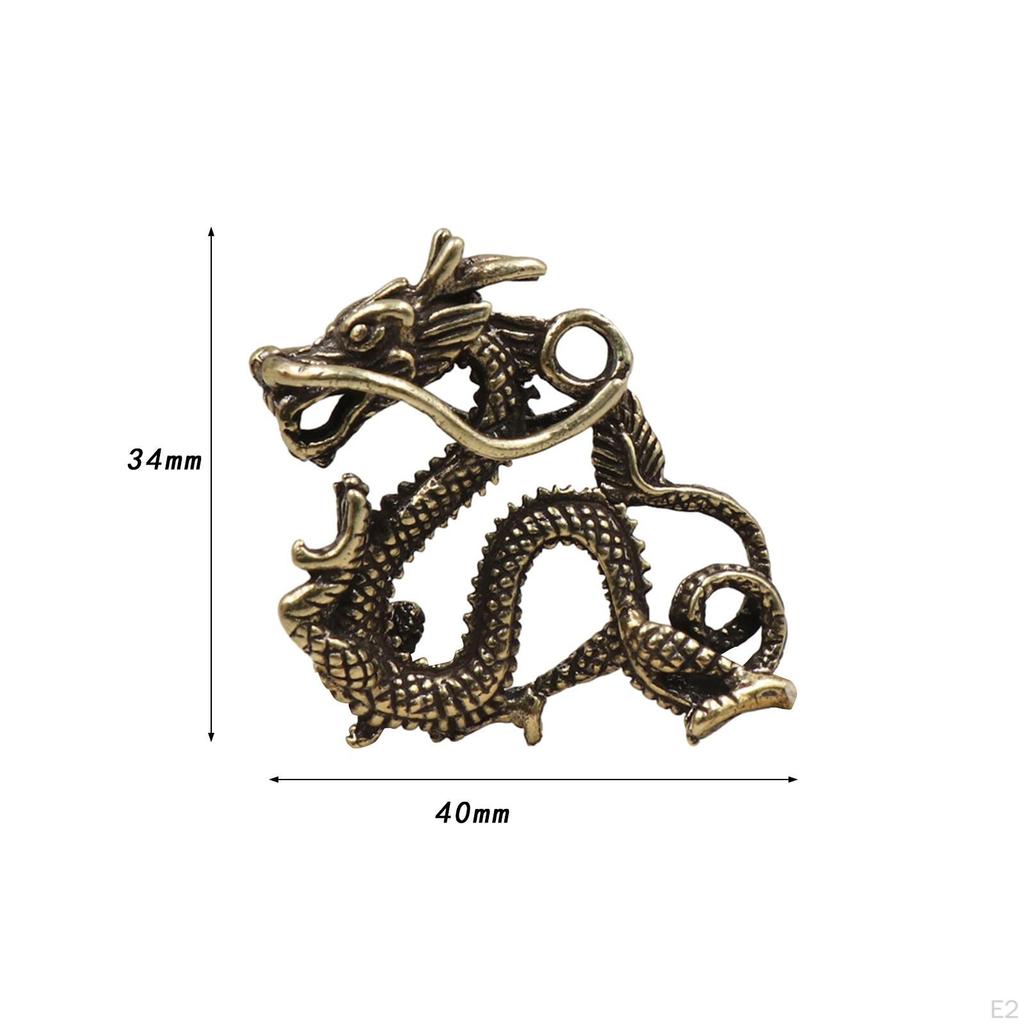 Brass Mini Chinese Dragon Keychain Pendant Cute for Year