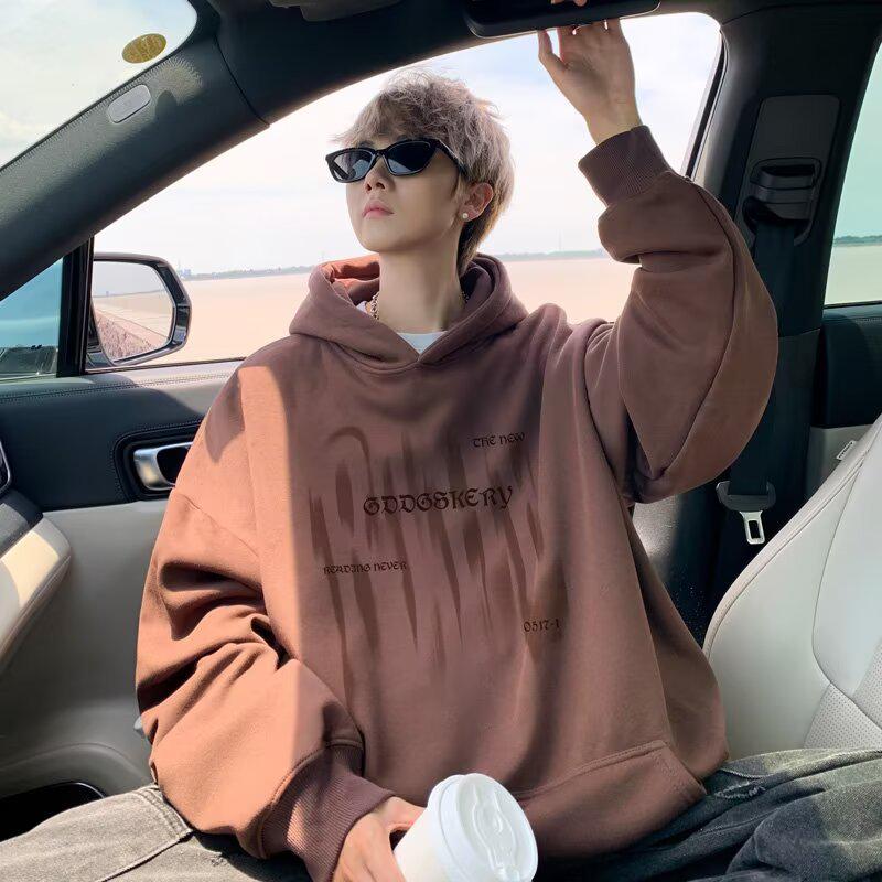 Men's Fleece-Lined Hooded Sweatshirt - Autumn/Winter Loose Fit Casual Jacket