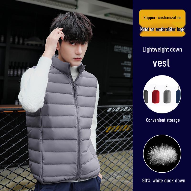 Men s Seamless Lightweight Down Vest Jacket L серый
