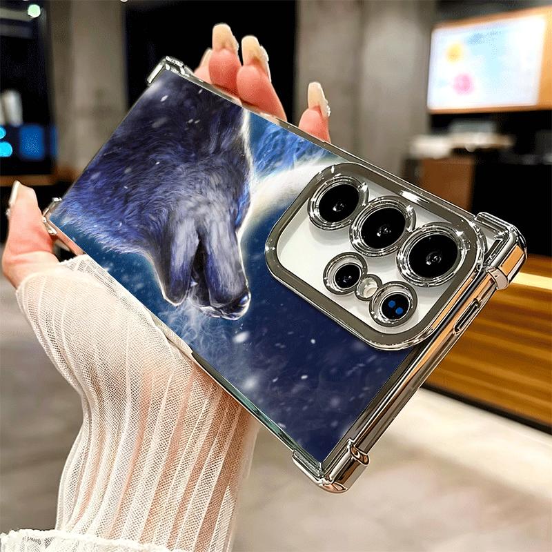 Wolf Moon Animal Soft Phone Case For Samsung Galaxy S26 Ultra S25 Edge S24 FE S23 Plus S22 S21 + S20 Plating Anti-Fall Fundas