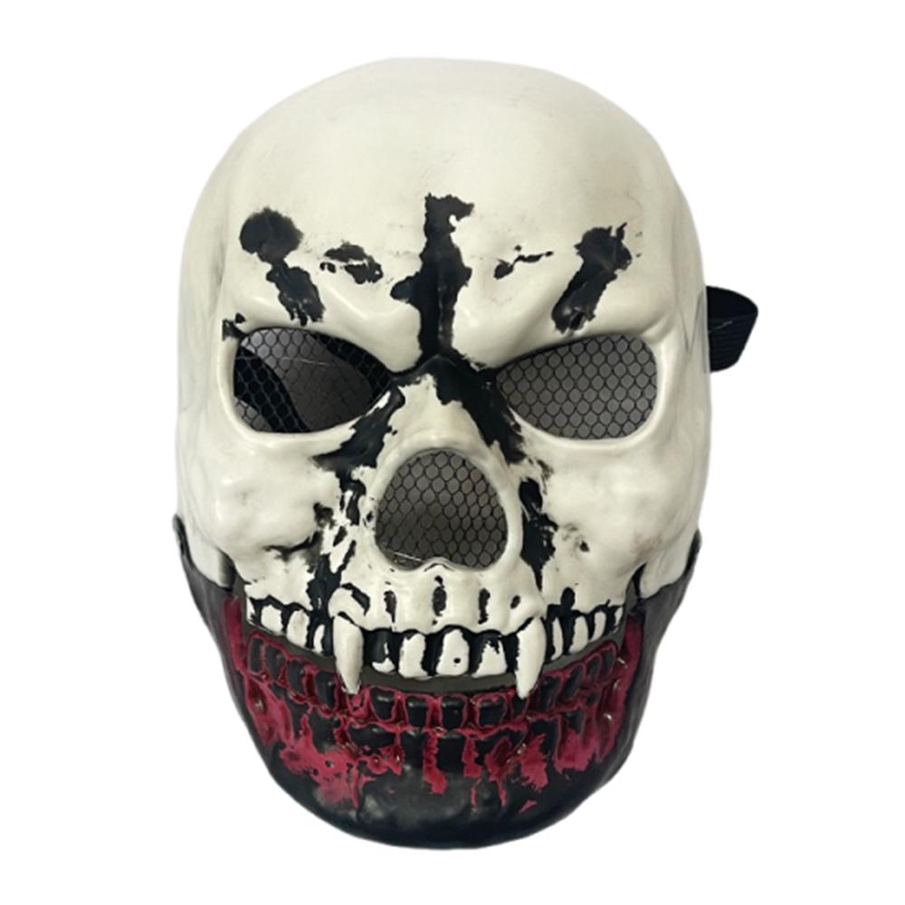 Adjustable Moving Mouth Skull Mask Bloody Effect Scary Skull Headgear  Masquerade Party
