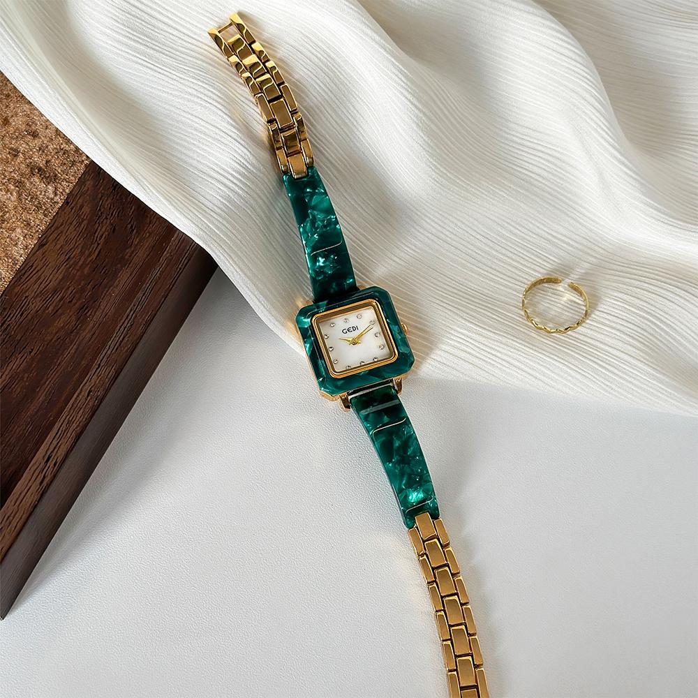 Fashion Gedi Top Brand Watches Woman Square Gold Watch Fashion Quartz Exquisite Niche Ladies Luxury High Quality Women Gifts