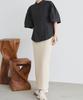 Titibait Waist Tuck Half Sleeve Shirt ADXP4114 Free Size Black Women's