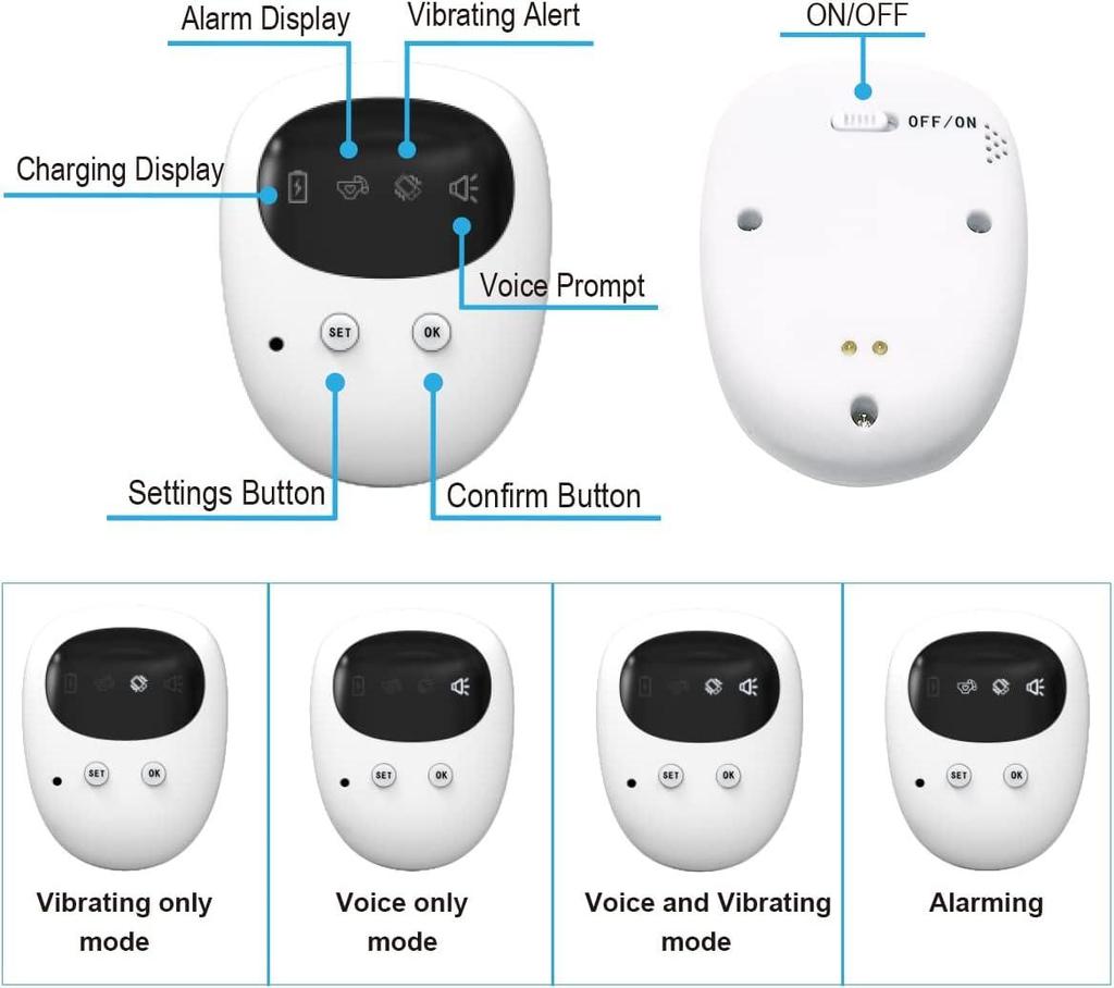 Wireless Bedwetting Alarm for Boys & Girls - USB Rechargeable with Sound & Vibration Alerts - 10-20m Range - No Wires