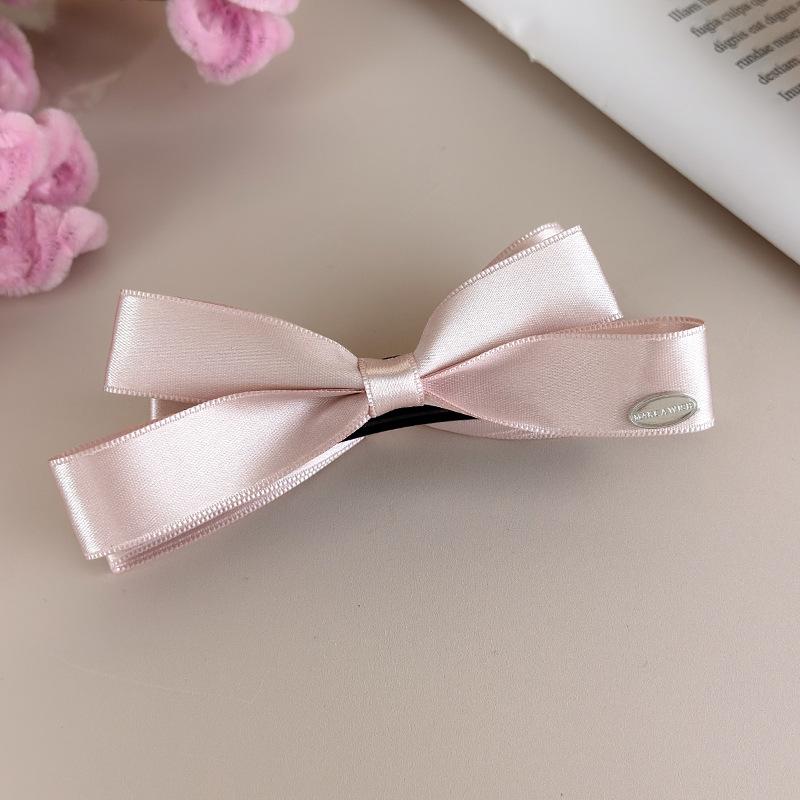 French Satin Bow Banana Clip Gentle Solid Color Vertical Clip Half Tie Hair Clip Simple Commuter Girl Hair Accessories