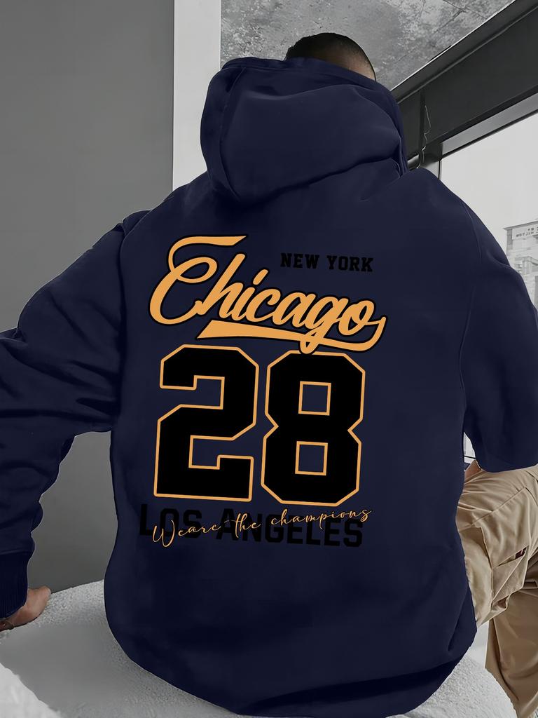 Men's casual versatile hooded sweatshirt, street style simple print, autumn and winter outdoor fitness hoodie