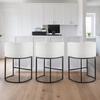 Bar Stool Set of 3, 63cm Counter Height Stools, Counter Barstool with Backrest, Arm, Metal Frame, and Footrest, Accent Fabric Bar Chair, Island