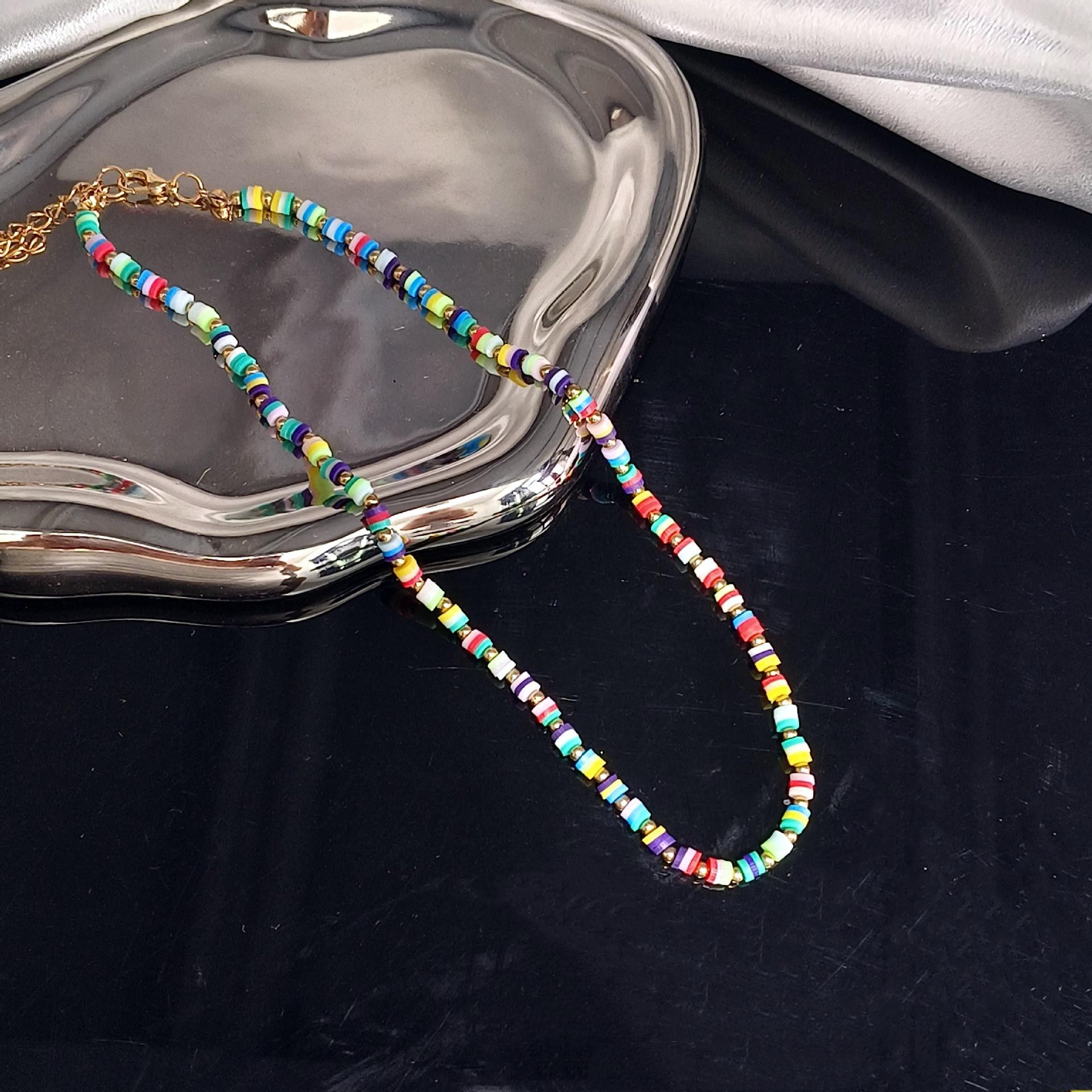 2025 Дофаминовый Конфетный Цвет Мягкая Керамика Бусины Ожерелье ins Модный Сладкий Темперамент Ключичная Цепь