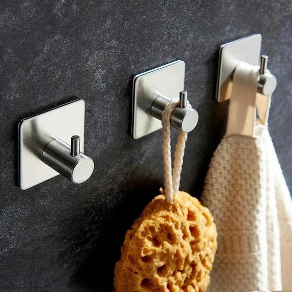 1 Pcs Bathroom Anti-Rust Towel Hook Sticker Adhesive Stainless Steel Wall Door Clothes Coat Hanger Kitchen Portable Gadget