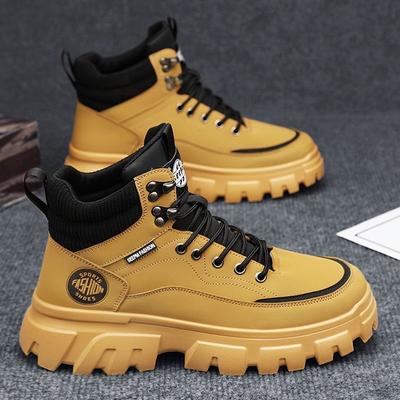 Autumn Men's Shoes High-top Martin Boots Men's Tooling Shoes Trendy Versatile Platform Retro Mountaineering Short Boots