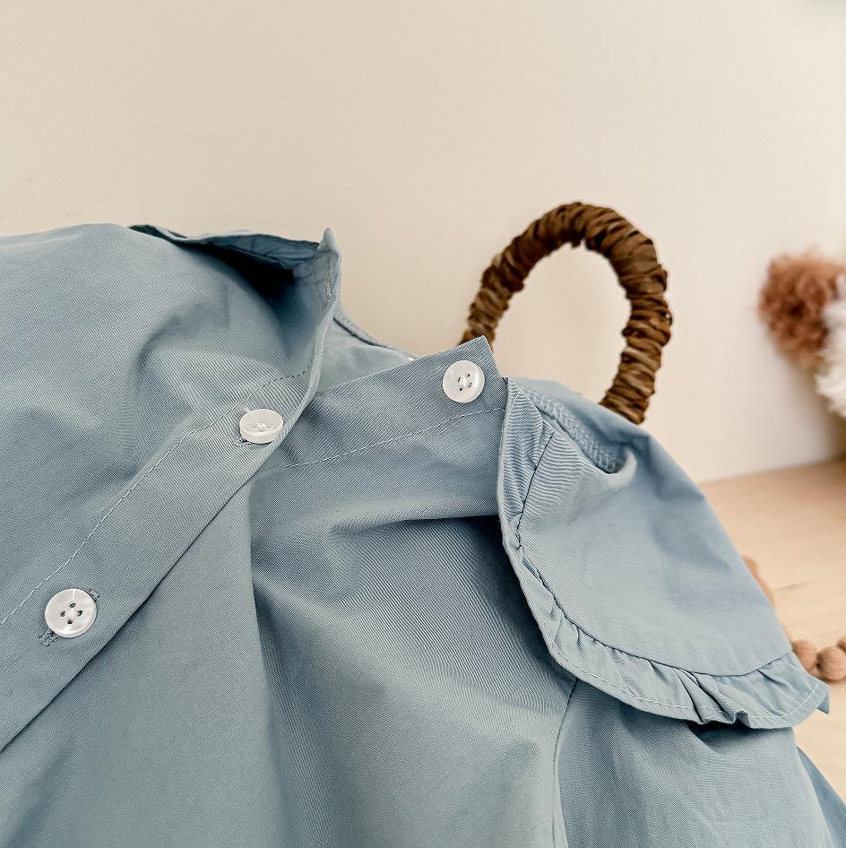 Korean Style Baby Girl Long Sleeve Lace Collar Footed Bodysuit Jumpsuit Romper