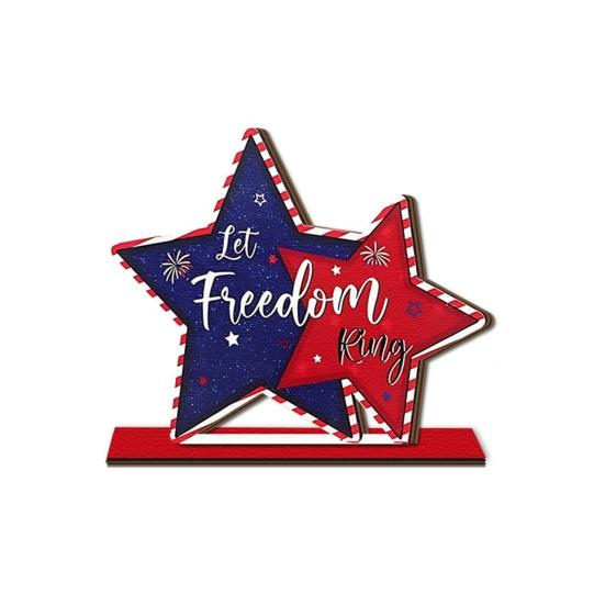 Independence Day Wooden Statue of Star Freedom Table Sign Patriotic Liberty Gnome Decor G