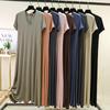 Women's Modal Short-Sleeve Long Summer Dress - Loose, Casual Plus Size Home & Outdoor Wear