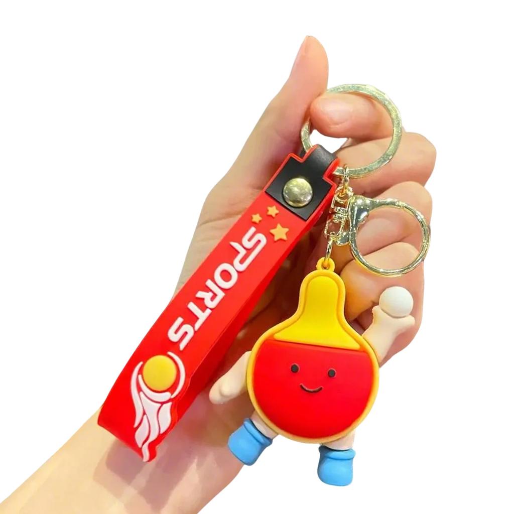 Creative Cartoon Badminton/Football/Table Tennis/Tennis/Basketball/Volleyball Keychain Backpack or Car Decoration