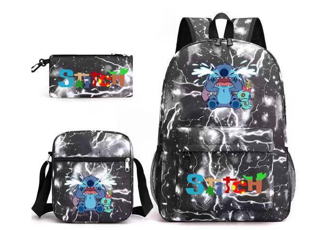 Printed Schoolbag Three-Piece Set, Primary And Secondary School Schoolbag, Backpack, Shoulder Bag, Pencil Bag.