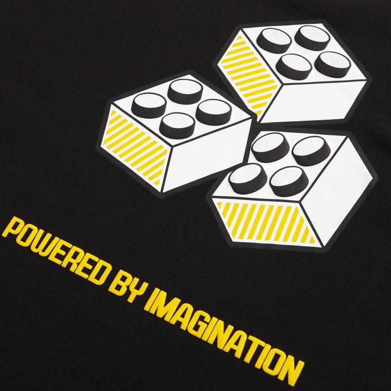 Levis Lego Collaboration Series Faux Two-Piece Letter Print Long Sleeve T-Shirt Unisex Tops Black A5439-0001