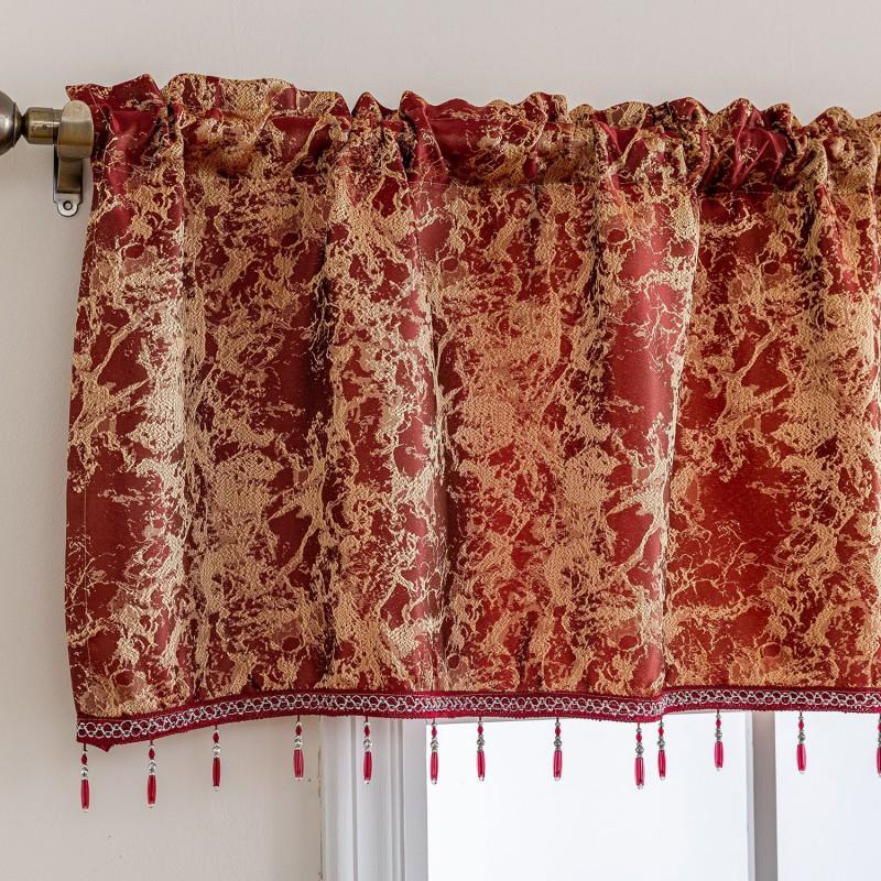 Embroidered Floral Sheer Curtain Panel Kitchen Window Farmhouse Style Short Valance In Black Gray Brown Red Navy